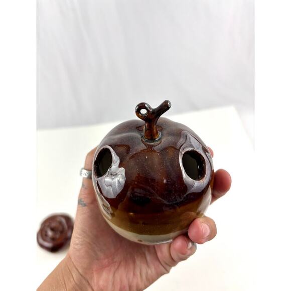 VTG  3 pc Pottery Brown Drip Glaze Kitchen Utensil Holder Taiwan 1970's - Picture 9 of 12